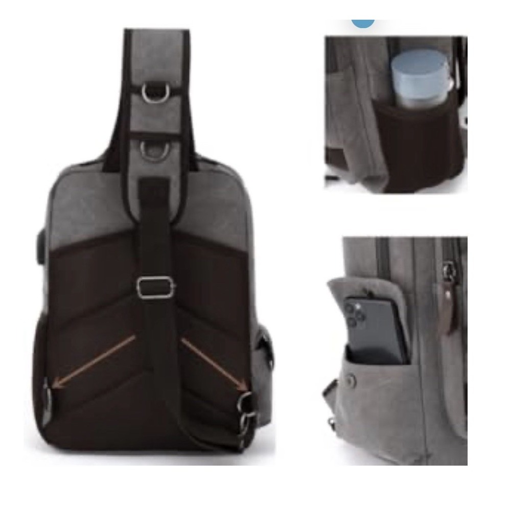 Leaper Retro Canvas Messenger Bag XL w/ USB and Antitheft Lock - Picture 4 of 11